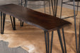 Topeka Live-edge Dining Bench Mango Cocoa and Gunmetal image