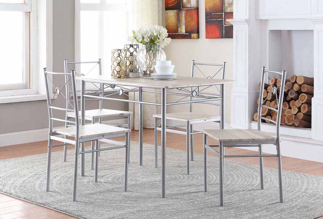 Anna Fontana 5-piece Rectangular Dining Set Brushed Silver - Nick's Furniture (IL)