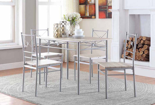 Anna Fontana 5-piece Rectangular Dining Set Brushed Silver - Nick's Furniture (IL)
