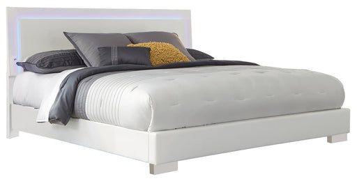 Felicity California King Panel Bed with LED Lighting Glossy White image