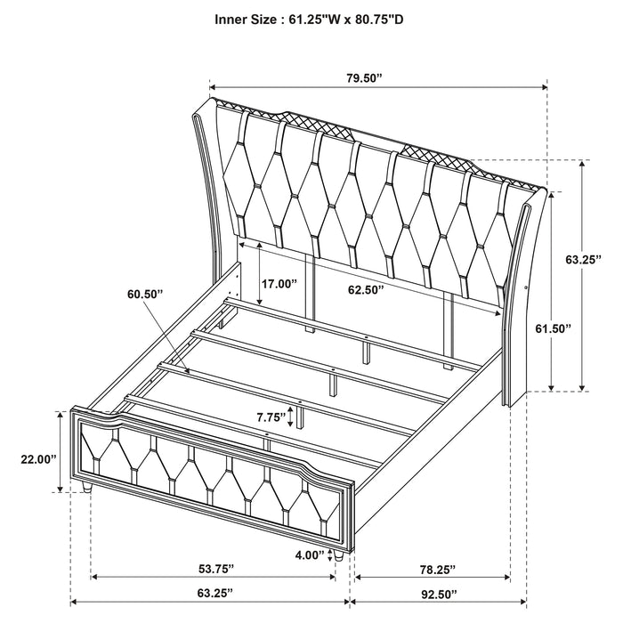 Lorient Wingback Bed with LED Lighting