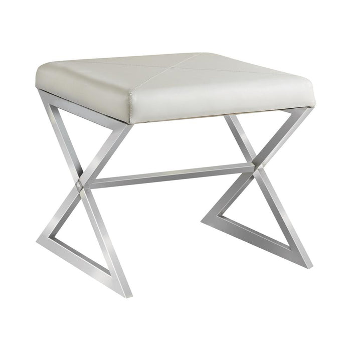 Rita X-cross Square Ottoman White and Chrome image