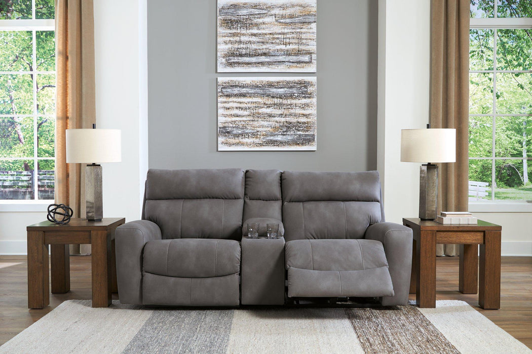 Next-Gen DuraPella Power Reclining Sectional Loveseat with Console - Nick's Furniture (IL)