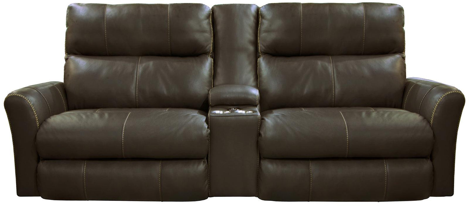 Catnapper Furniture Mara Voice Power Headrest with Lumbar Power Lay Flat Reclining Console Sofa in Coffee
