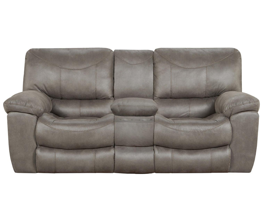 Catnapper Furniture Trent Power Reclining Console Loveseat w/ Storage & Cupholders in Charcoal