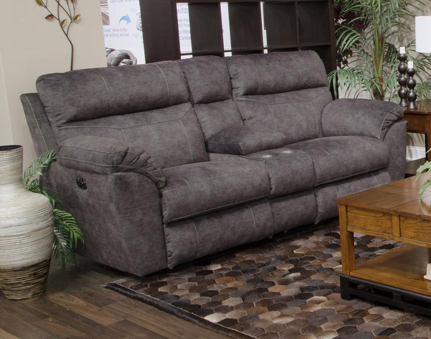 Catnapper Sedona Pwr Hdrst w/Lumbar Lay Flt Rcl Cnsl Loveseat w/Stg & Cphldrs in Smoke 762229