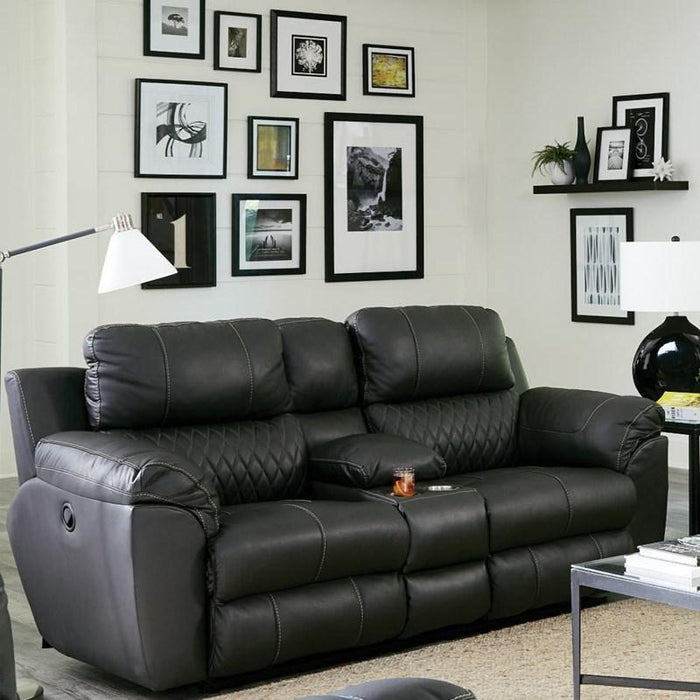 Catnapper Sorrento Power Reclining Console Loveseat in Anthracite
