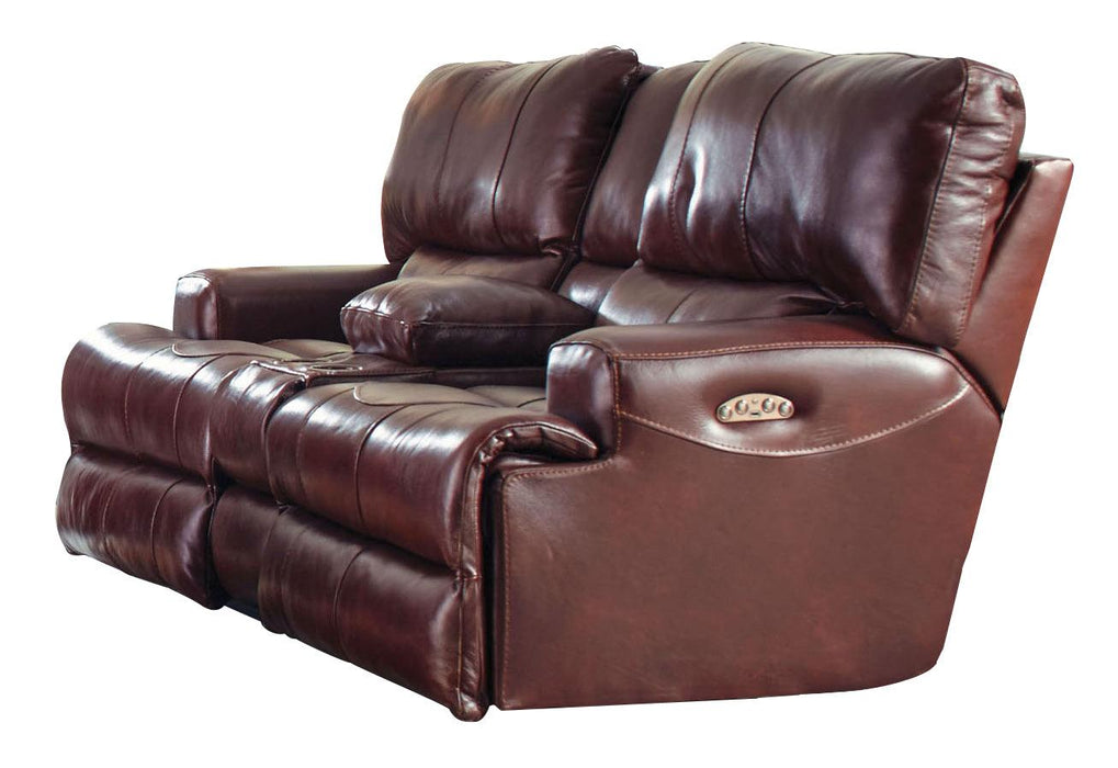 Catnapper Wembley Lay Flat Reclining Console Loveseat in Walnut