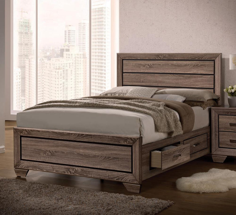 Kauffman California King, E.king, & Queen Panel Bed Washed Taupe - Nick's Furniture (IL)