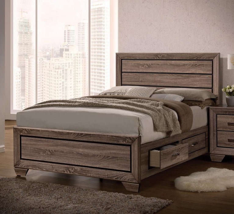 Kauffman California King, E.king, & Queen Panel Bed Washed Taupe - Nick's Furniture (IL)