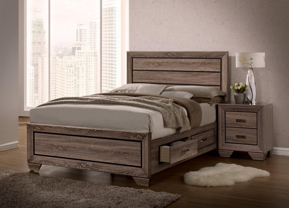 Kauffman California King, E.king, & Queen Panel Bed Washed Taupe - Nick's Furniture (IL)