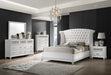 Barzini California King Wingback Tufted Bed White - Nick's Furniture (IL)