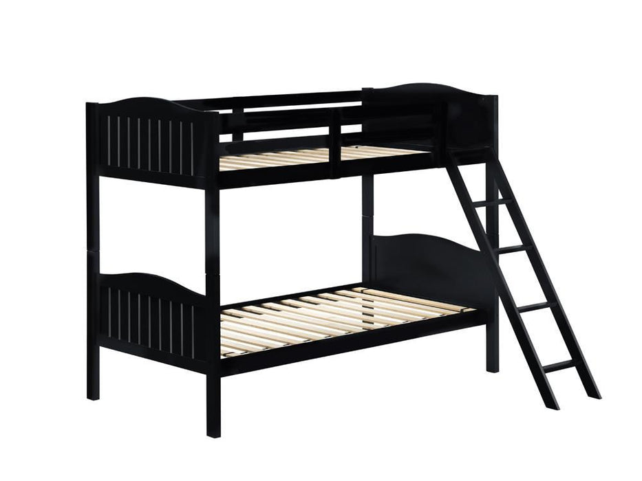 Arlo Twin Over Twin Bunk Bed with Ladder Black