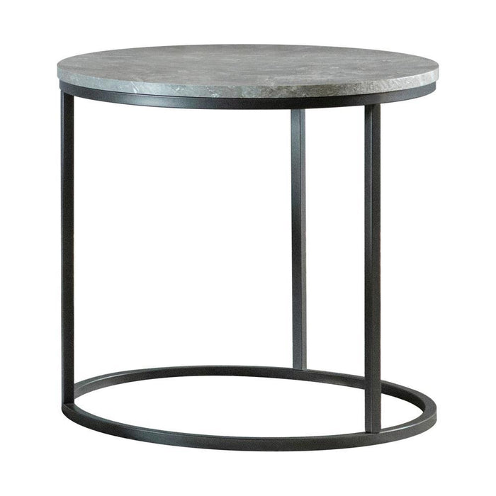 Lainey Faux Marble Round Top End Table Grey and Gunmetal - Nick's Furniture (IL)