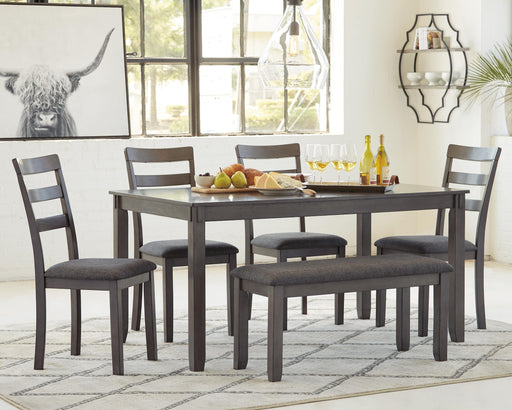 Bridson Dining Table and Chairs with Bench (Set of 6) - Nick's Furniture (IL)