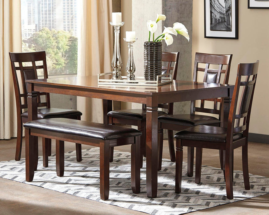 Bennox Dining Table and Chairs with Bench (Set of 6) - Nick's Furniture (IL)