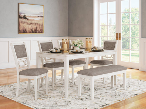 Erinberg Dining Table and 4 Chairs and Bench (Set of 6) - Nick's Furniture (IL)