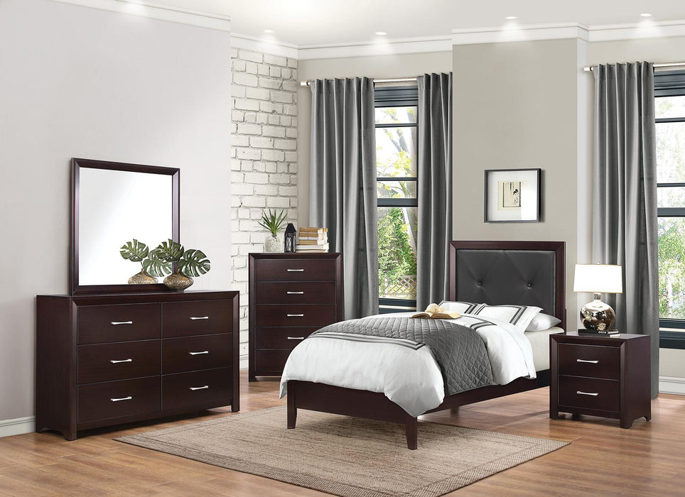Homelegance Edina Twin Panel Bed in Espresso-Hinted Cherry 2145T-1 - Nick's Furniture (IL)