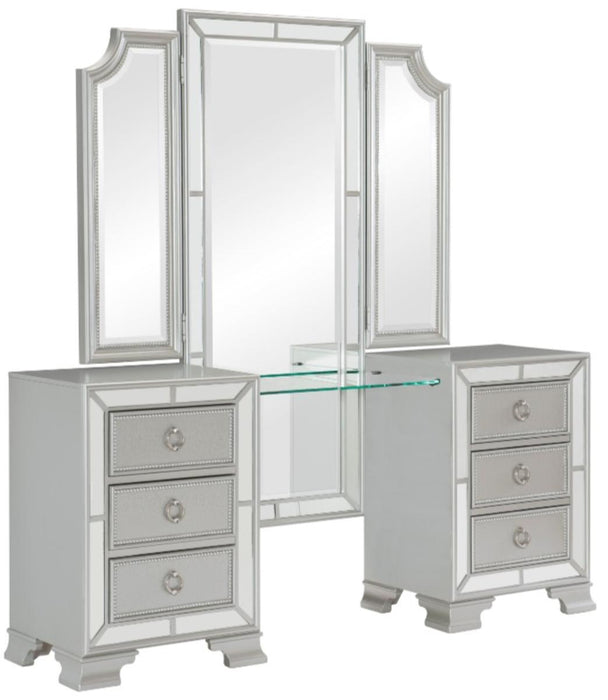 Homelegance Avondale Vanity Dresser with Mirror in Silver 1646-15