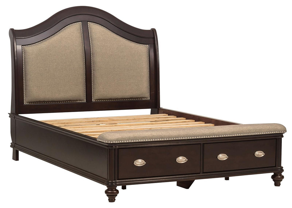 Homelegance Marston Queen Sleigh Storage Bed in Dark Cherry 2615DC-1