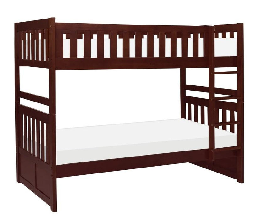 Homelegance Rowe Twin/Twin Bunk Bed in Dark Cherry B2013DC-1*