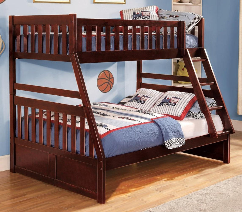 Homelegance Rowe Twin/Full Bunk Bed in Dark Cherry B2013TFDC-1*