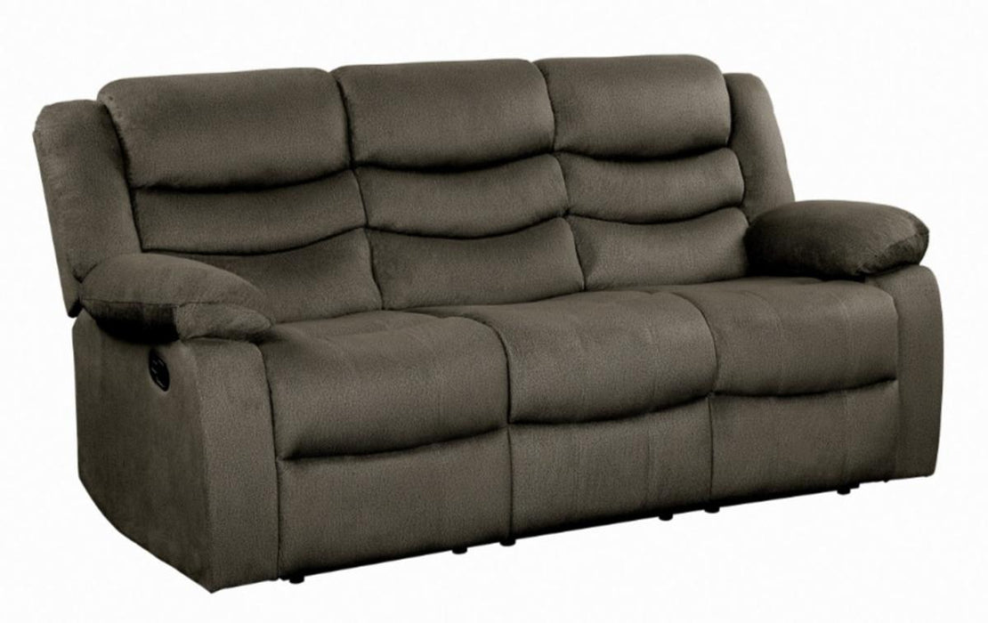 Homelegance Furniture Discus Double Reclining Sofa in Brown 9526BR-3