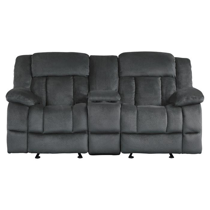 Homelegance Furniture Laurelton Double Glider Reclining Loveseat w/ Center Console in Charcoal 9636CC-2 image