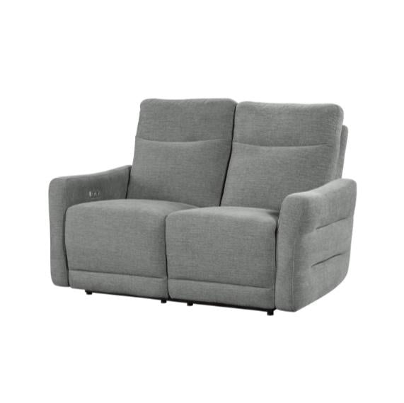 Homelegance Furniture Edition Power Double Lay Flat Reclining Loveseat in Dove Grey 9804DV-2PWH