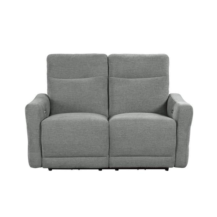 Homelegance Furniture Edition Power Double Lay Flat Reclining Loveseat in Dove Grey 9804DV-2PWH image