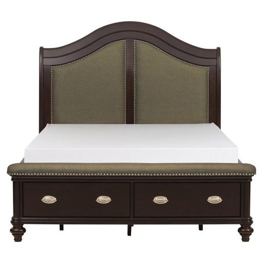 Homelegance Marston Queen Sleigh Storage Bed in Dark Cherry 2615DC-1 image