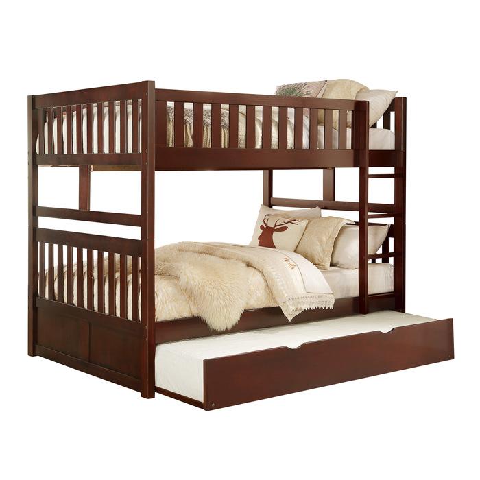 Homelegance Rowe Full/Full Bunk Bed w/ Twin Trundle in Dark Cherry B2013FFDC-1*R image