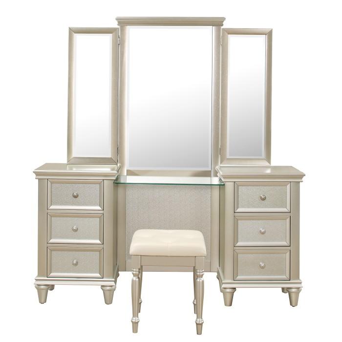 Celandine Vanity Dresser with Mirror in Silver 1928-15*