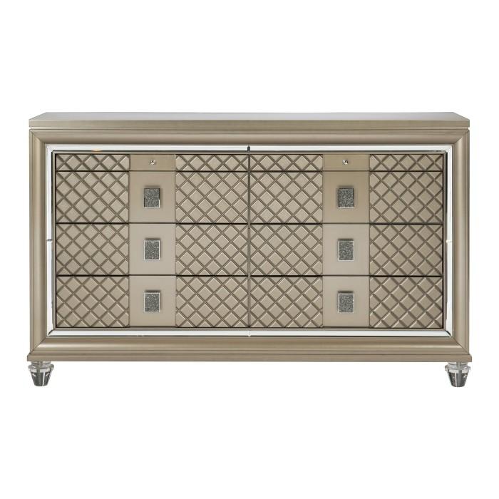 Loudon 8 Drawer Dresser in Champagne Metallic 1515-5