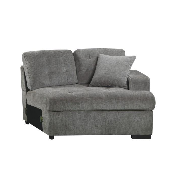 Logansport Right Side Cuddler with 1 Pillow in Gray 9401GRY-RU