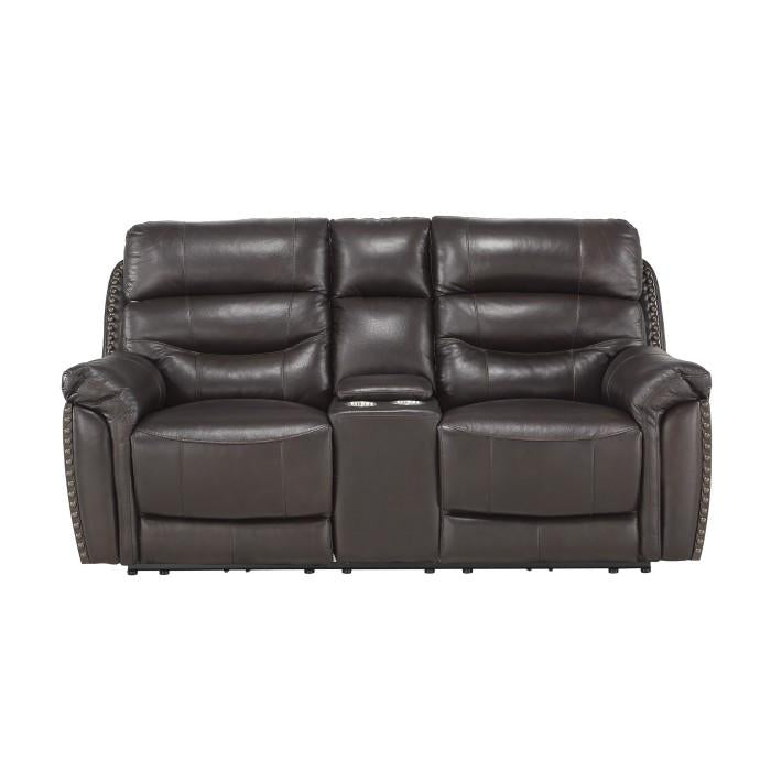 Lance Power Double Reclining Loveseat with Power Headrests in Brown 9527BRW-2PWH