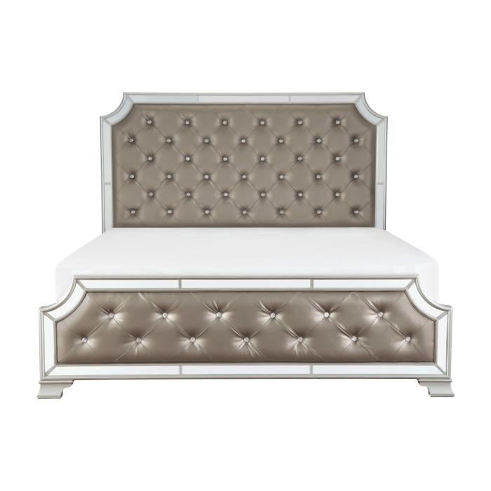 Avondale Queen Upholstered Panel Bed in Silver 1646-1*