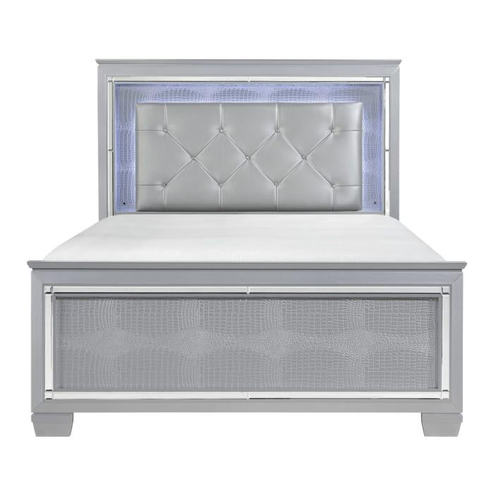 Allura Queen Panel Bed in Silver 1916-1* - Nick's Furniture (IL)