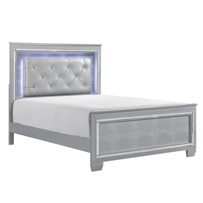 Allura Queen Panel Bed in Silver 1916-1* - Nick's Furniture (IL)