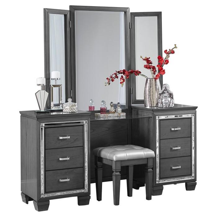 Allura Vanity Dresser with Mirror in Gray 1916GY-15*