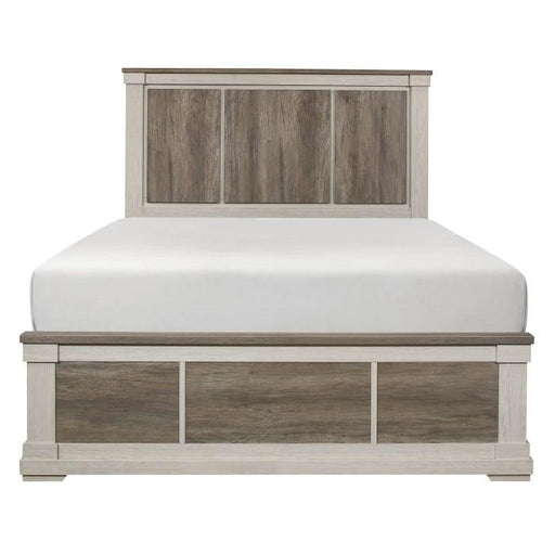 Arcadia Queen Panel Bed in White & Weathered Gray 1677-1* - Nick's Furniture (IL)