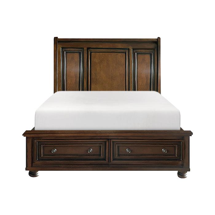 Cumberland Full Sleigh Platform Bed with Footboard Storage in Brown Cherry 2159F-1*