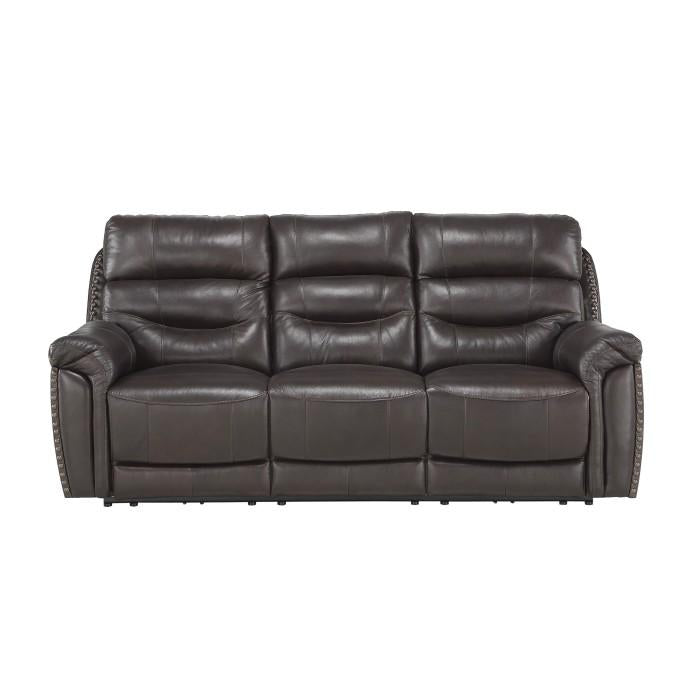 Lance Power Double Reclining Sofa with Power Headrests in Brown 9527BRW-3PWH