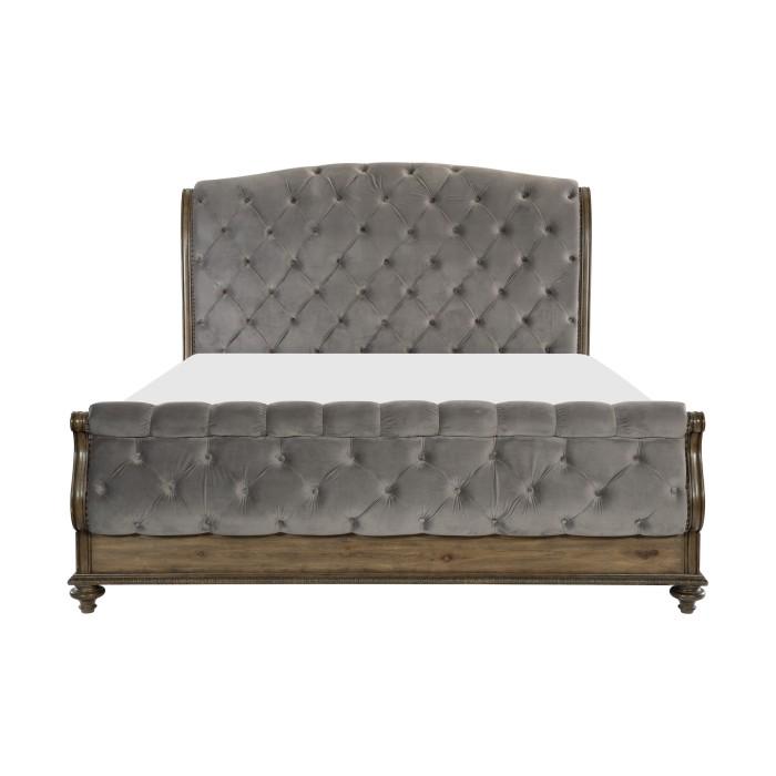 Rachelle King Sleigh Bed in Weathered Pecan 1693K-1EK*