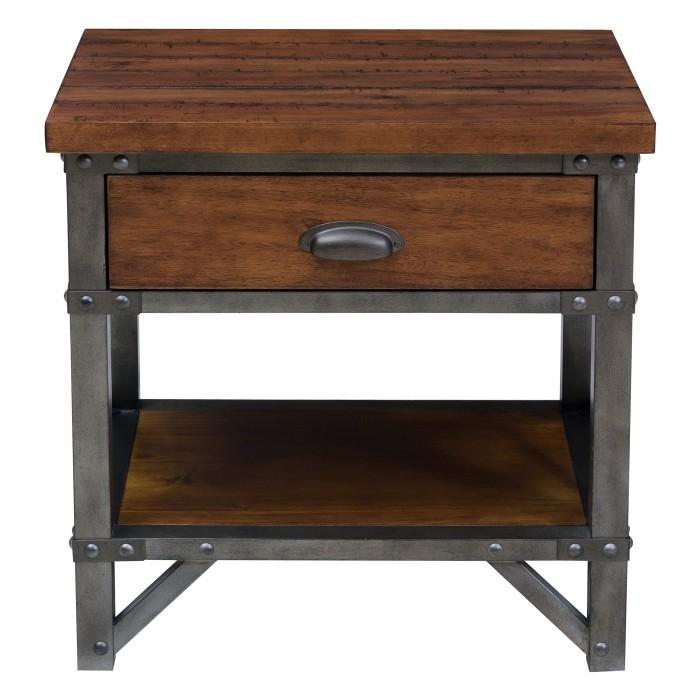 Holverson Nightstand in Rustic Brown & Gunmetal 1715-4