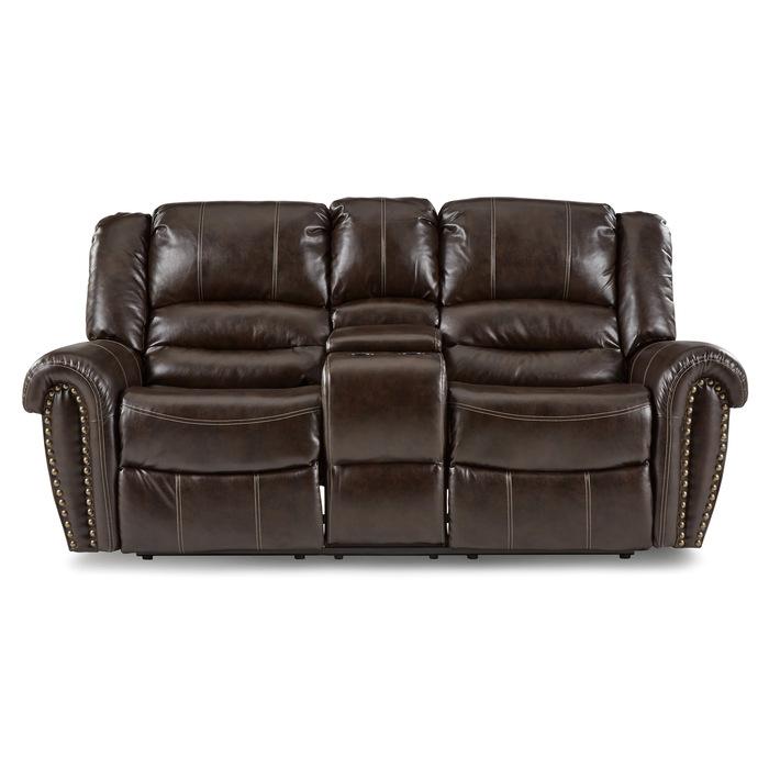 Homelegance Furniture Center Hill Double Glider Reclining Loveseat w/ Center Console in Dark Brown 9668BRW-2 image