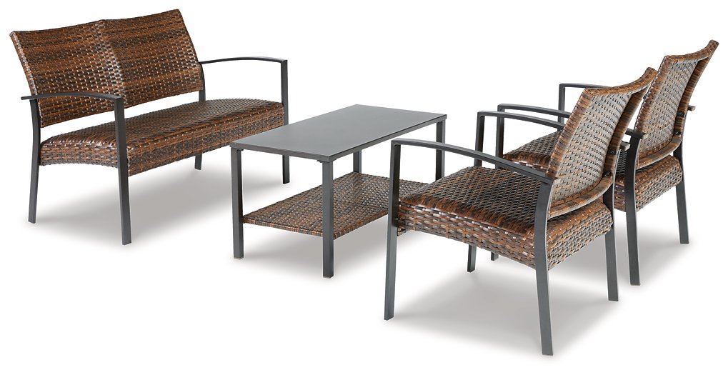 Zariyah Outdoor Love/Chairs/Table Set (Set of 4)