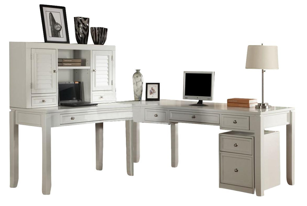 Parker House Boca 5-Piece L-Shaped Modular Office Desk in Cottage White
