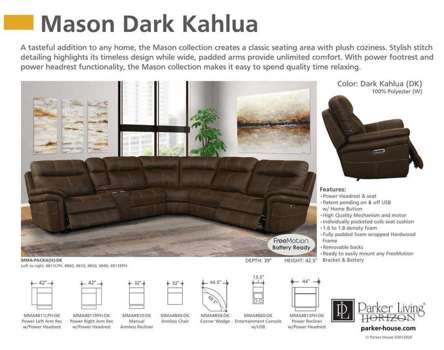 Parker House Mason Armless Chair in Dark Kahlua