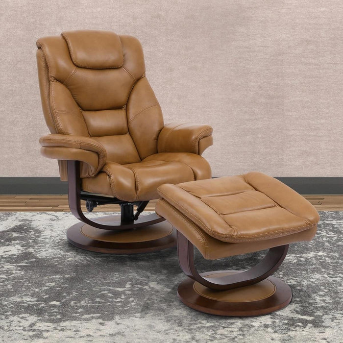 Parker House Monarch Manual Reclining Swivel Chair and Ottoman in Butterscotch